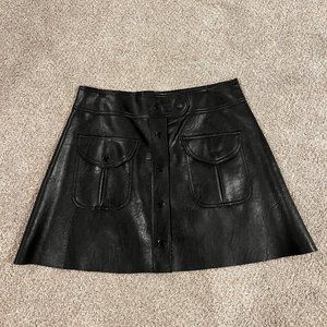 Zara black faux leather mini skirt